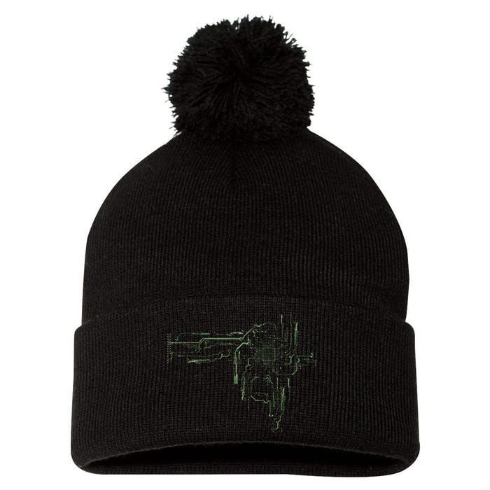 CPU Chip Gift Electrical Engineers Computer Circuit Board Pom Pom 12in Knit Beanie