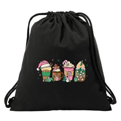 Coffee Christmas Gingerbread Latte Cozy Winter Drawstring Bag