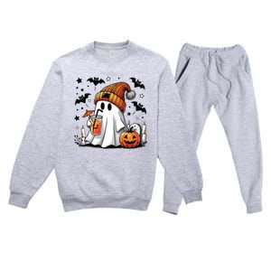 Cute C Ghost Coffee Women Premium Crewneck Sweatsuit Set