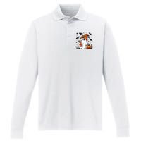 Cute C Ghost Coffee Women Performance Long Sleeve Polo