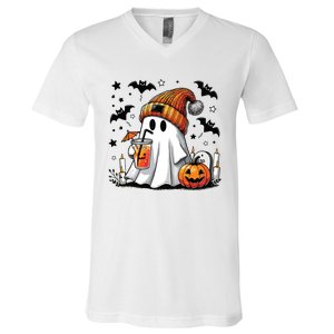 Cute C Ghost Coffee Women V-Neck T-Shirt