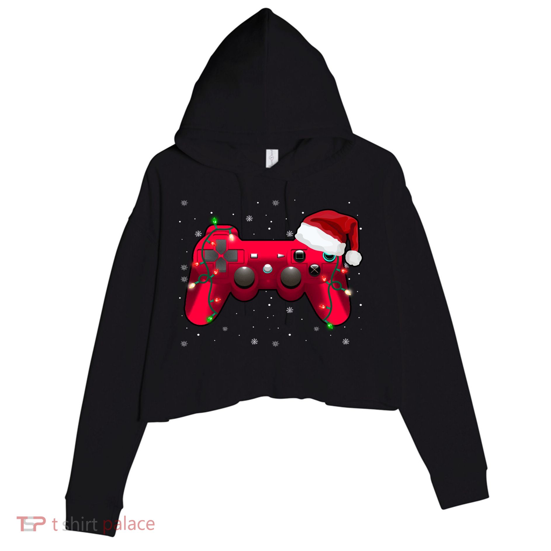 Christmas Controller Gamer Gift Crop Fleece Hoodie
