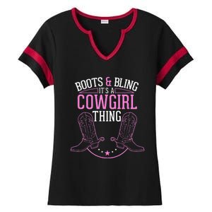 Cute Country Girl Boots Bling Its A Cowgirl Thing Ladies Halftime Notch Neck Tee