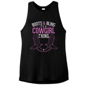 Cute Country Girl Boots Bling Its A Cowgirl Thing Ladies PosiCharge Tri-Blend Wicking Tank