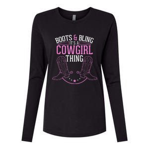 Cute Country Girl Boots Bling Its A Cowgirl Thing Womens Cotton Relaxed Long Sleeve T-Shirt