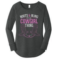 Cute Country Girl Boots Bling Its A Cowgirl Thing Women's Perfect Tri Tunic Long Sleeve Shirt