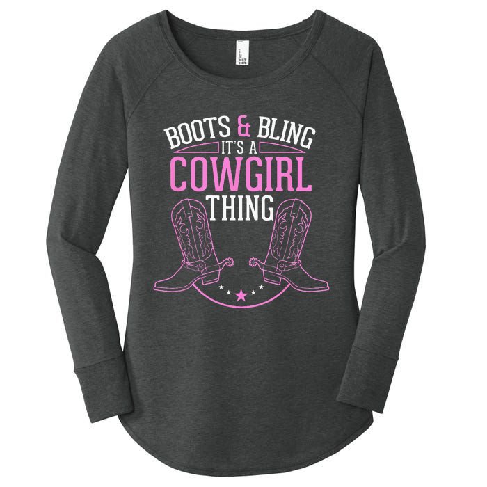 Cute Country Girl Boots Bling Its A Cowgirl Thing Women's Perfect Tri Tunic Long Sleeve Shirt