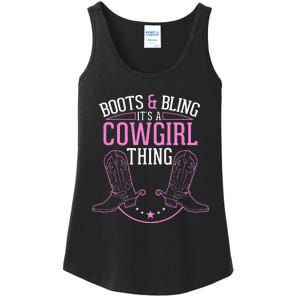 Cute Country Girl Boots Bling Its A Cowgirl Thing Ladies Essential Tank