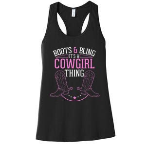 Cute Country Girl Boots Bling Its A Cowgirl Thing Women's Racerback Tank