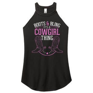 Cute Country Girl Boots Bling Its A Cowgirl Thing Women's Perfect Tri Rocker Tank