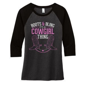 Cute Country Girl Boots Bling Its A Cowgirl Thing Women's Tri-Blend 3/4-Sleeve Raglan Shirt