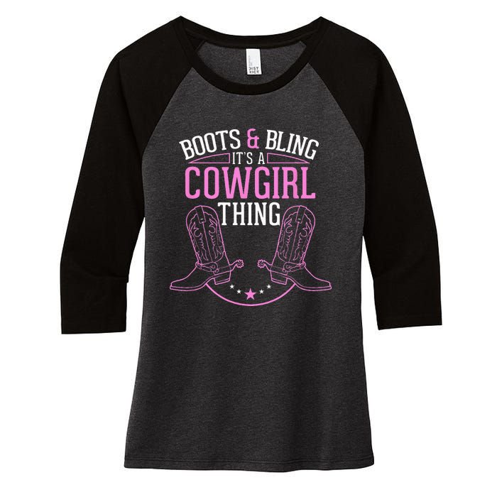 Cute Country Girl Boots Bling Its A Cowgirl Thing Women's Tri-Blend 3/4-Sleeve Raglan Shirt