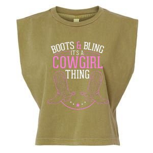 Cute Country Girl Boots Bling Its A Cowgirl Thing Garment-Dyed Women's Muscle Tee