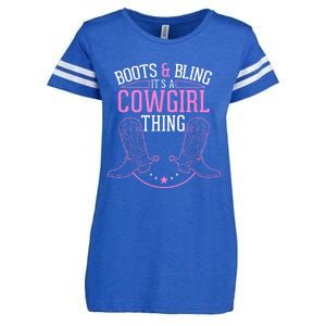 Cute Country Girl Boots Bling Its A Cowgirl Thing Enza Ladies Jersey Football T-Shirt