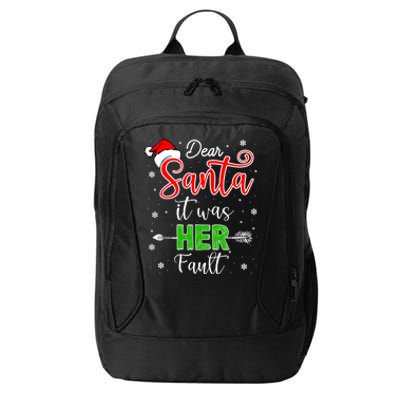 Christmas Couples Gift Dear Santa It Was Her Fault Gift City Backpack