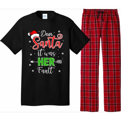 Christmas Couples Gift Dear Santa It Was Her Fault Gift Pajama Set