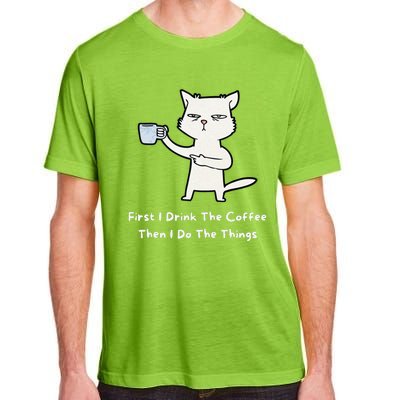 Cute Cat Gift For Kitten Lovers Funny Cat Drink Coffee Adult ChromaSoft Performance T-Shirt