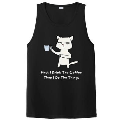 Cute Cat Gift For Kitten Lovers Funny Cat Drink Coffee PosiCharge Competitor Tank