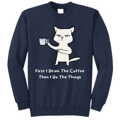 Cute Cat Gift For Kitten Lovers Funny Cat Drink Coffee Sweatshirt