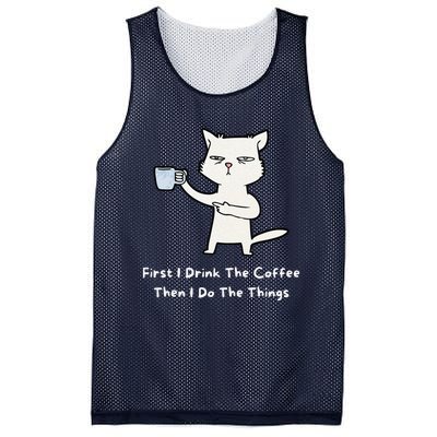 Cute Cat Gift For Kitten Lovers Funny Cat Drink Coffee Mesh Reversible Basketball Jersey Tank