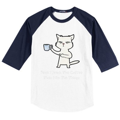 Cute Cat Gift For Kitten Lovers Funny Cat Drink Coffee Baseball Sleeve Shirt