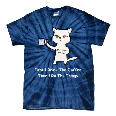 Cute Cat Gift For Kitten Lovers Funny Cat Drink Coffee Tie-Dye T-Shirt