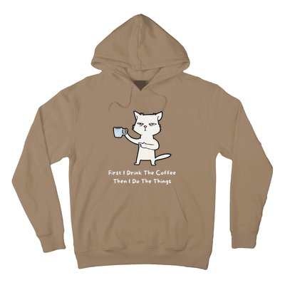 Cute Cat Gift For Kitten Lovers Funny Cat Drink Coffee Hoodie