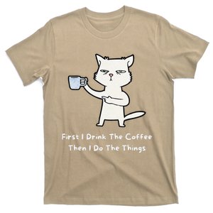 Cute Cat Gift For Kitten Lovers Funny Cat Drink Coffee T-Shirt