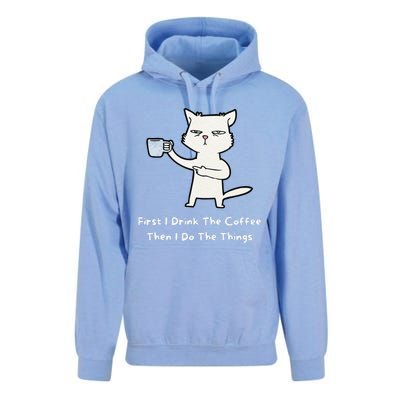 Cute Cat Gift For Kitten Lovers Funny Cat Drink Coffee Unisex Surf Hoodie