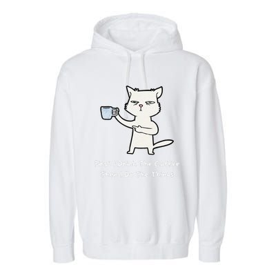 Cute Cat Gift For Kitten Lovers Funny Cat Drink Coffee Garment-Dyed Fleece Hoodie