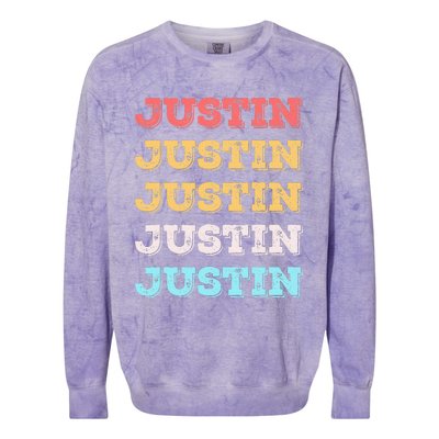 Cute Custom Gift Justin Name Personalized Colorblast Crewneck Sweatshirt