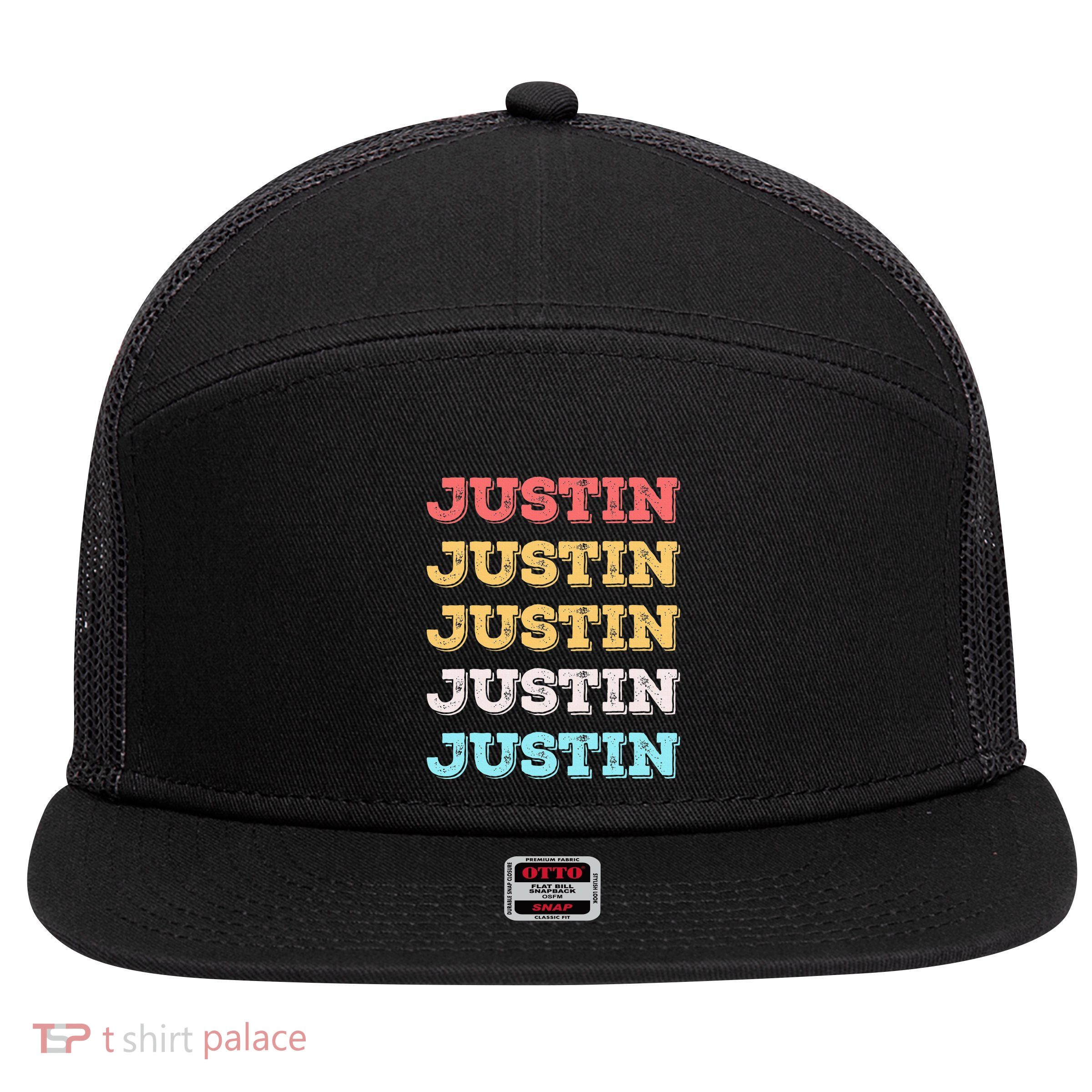 Cute Custom Gift Justin Name Personalized 7 Panel Mesh Trucker Snapback Hat