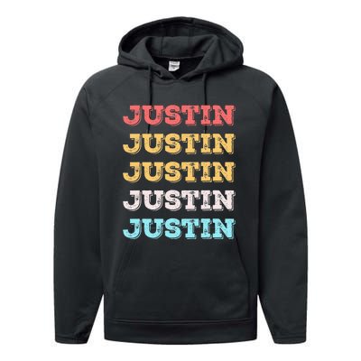 Cute Custom Gift Justin Name Personalized Performance Fleece Hoodie