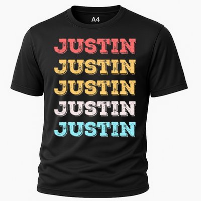 Cute Custom Gift Justin Name Personalized Cooling Performance Crew T-Shirt