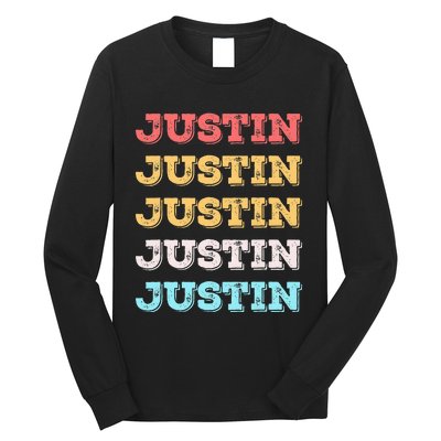 Cute Custom Gift Justin Name Personalized Long Sleeve Shirt