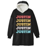 Cute Custom Gift Justin Name Personalized Hooded Wearable Blanket