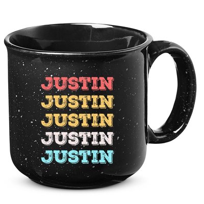 Cute Custom Gift Justin Name Personalized 15oz Campfire Ceramic Mug