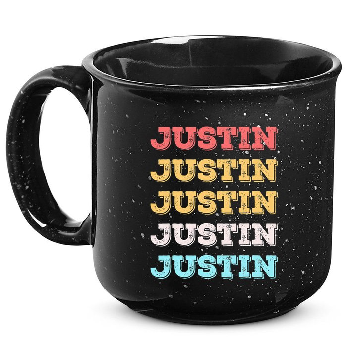 Cute Custom Gift Justin Name Personalized 15oz Campfire Ceramic Mug