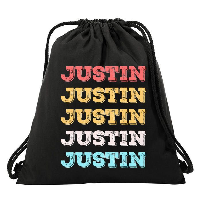 Cute Custom Gift Justin Name Personalized Drawstring Bag