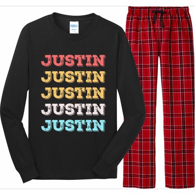 Cute Custom Gift Justin Name Personalized Long Sleeve Pajama Set