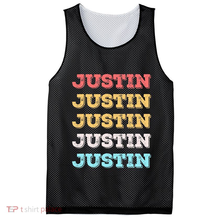 Cute Custom Gift Justin Name Personalized Mesh Reversible Basketball Jersey Tank
