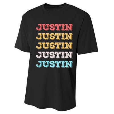 Cute Custom Gift Justin Name Personalized Performance Sprint T-Shirt