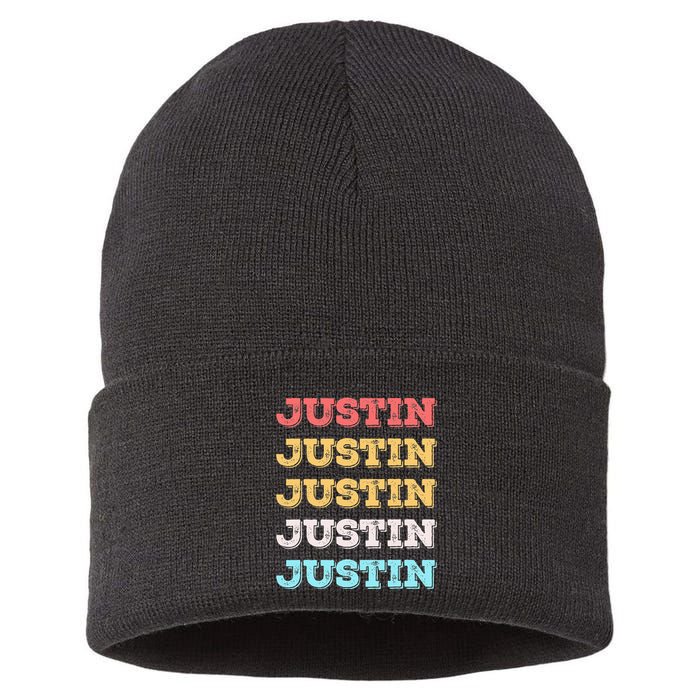 Cute Custom Gift Justin Name Personalized Sustainable Knit Beanie