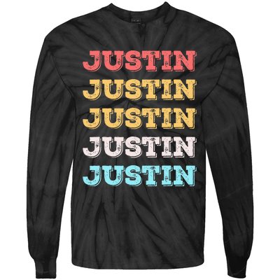 Cute Custom Gift Justin Name Personalized Tie-Dye Long Sleeve Shirt