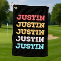Cute Custom Gift Justin Name Personalized Golf Towel
