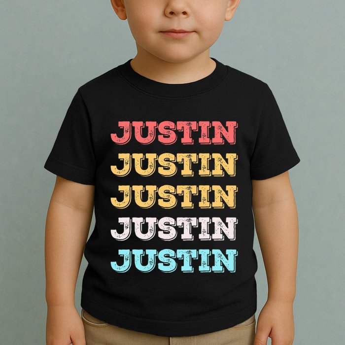 Cute Custom Gift Justin Name Personalized Toddler T-Shirt
