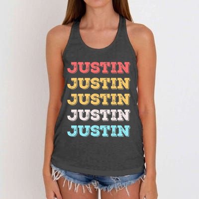 Cute Custom Gift Justin Name Personalized Women's Knotted Racerback Tank