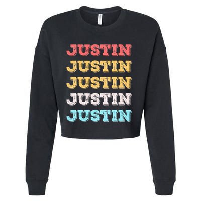 Cute Custom Gift Justin Name Personalized Cropped Pullover Crew