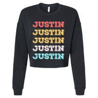 Cute Custom Gift Justin Name Personalized Cropped Pullover Crew