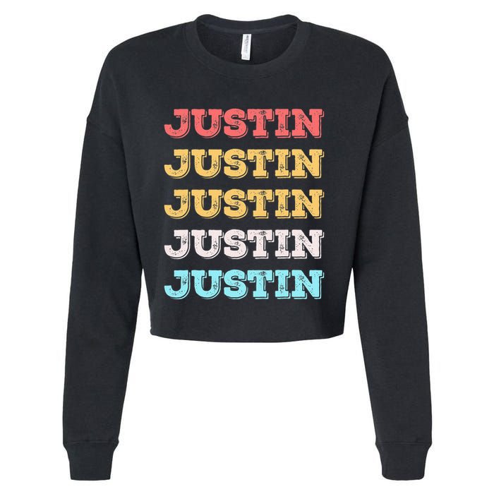 Cute Custom Gift Justin Name Personalized Cropped Pullover Crew
